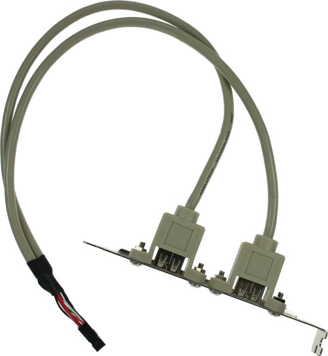 Actual product image Aquatuning InLine bracket USB 2.0, 2x USB socket to 1x 10pin