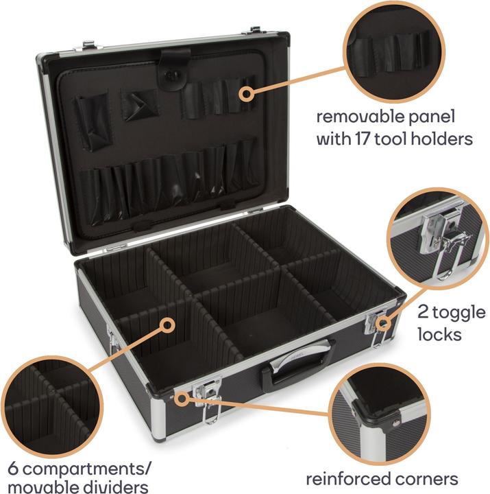 Image du produit Velleman Valise à Outils en Aluminium - 455 x 330 x 152 mm - Noir (2 pièces)