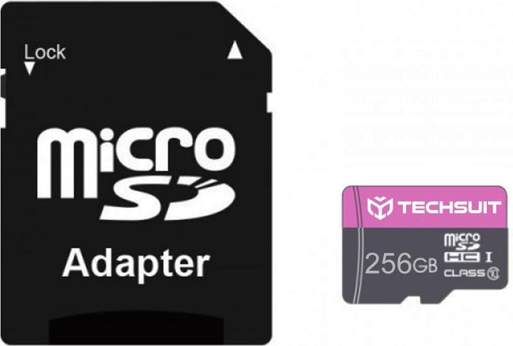Techsuit - Memory Card THCM27 (THCM27256) - with Adapter, MicroSDHC, Class 10, 256GB - Green (256 GB, microSDHC, U3)