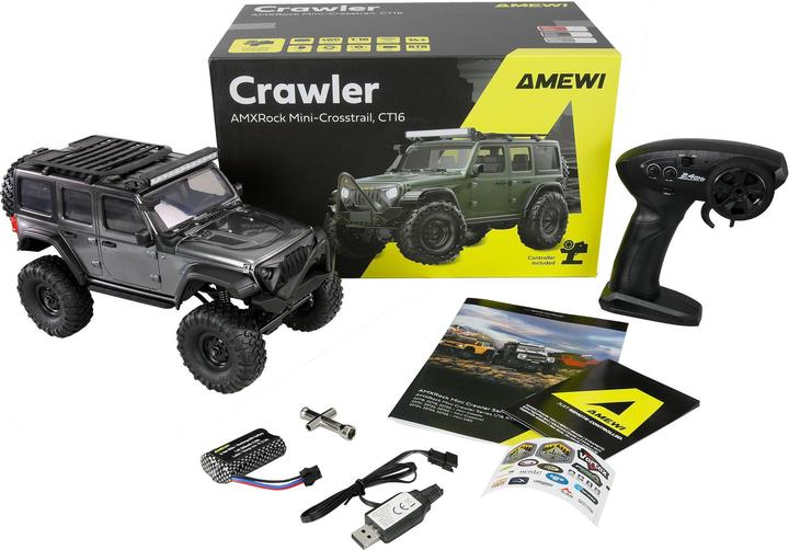 Produktbild Amewi RC Crawler Mini-D90 AMXRock 4WD 1:16 RTR grau (RTR Ready-to-Run)