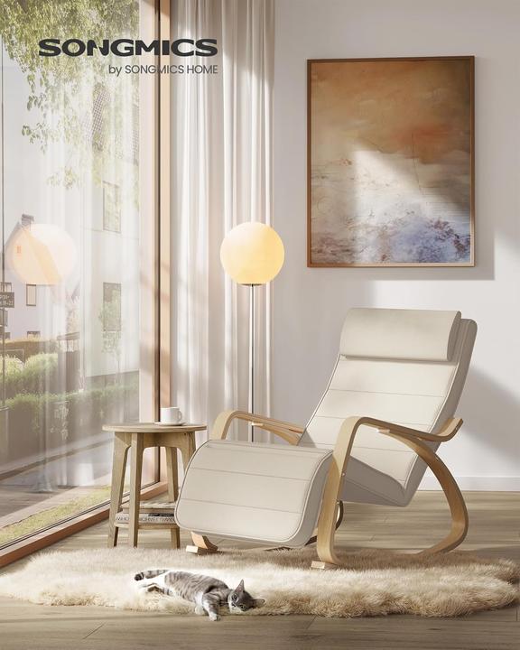 Actual product image Songmics Schaukelstuhl Verstellbar Belastbar Wohnzimmer Beige