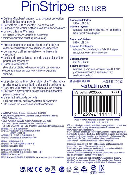 Actual product image Verbatim PinStripe (64 GB, USB-A)