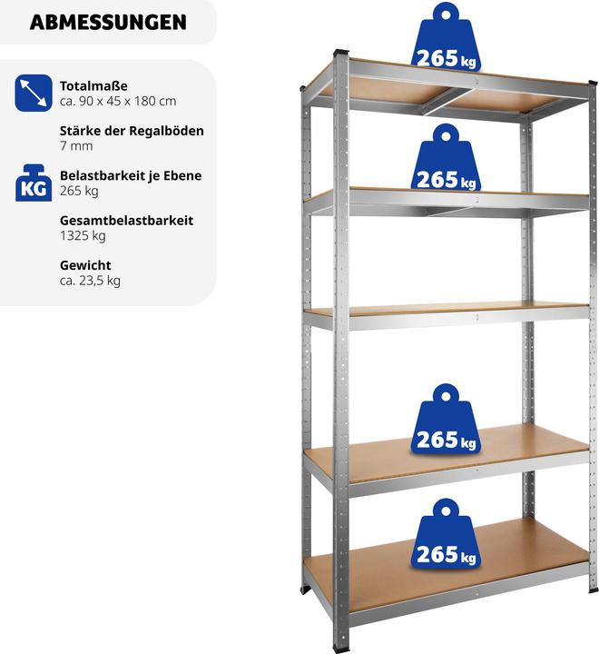 Image du produit tectake Etagère charge lourde 5 plateaux Ludvig