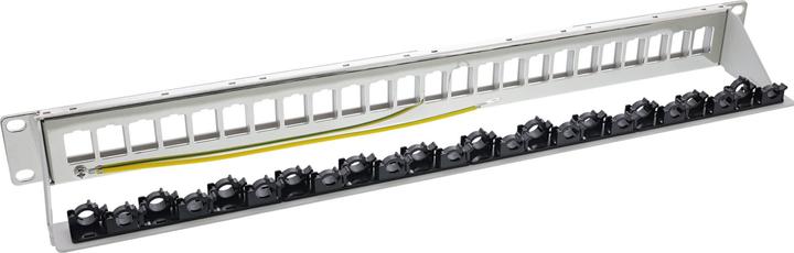 InLine Patchfeld 24-fach, Keystone Leerblech Patchpanel, 19", 1HE, lichtgrau RAL7035