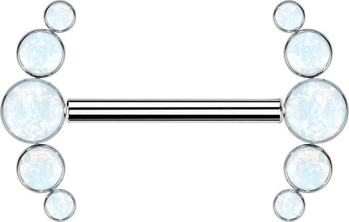 Immagine prodotto Star Piercing Threadless Barbell argento anteriore cinque opali bianco (senza ottone, Titanio)