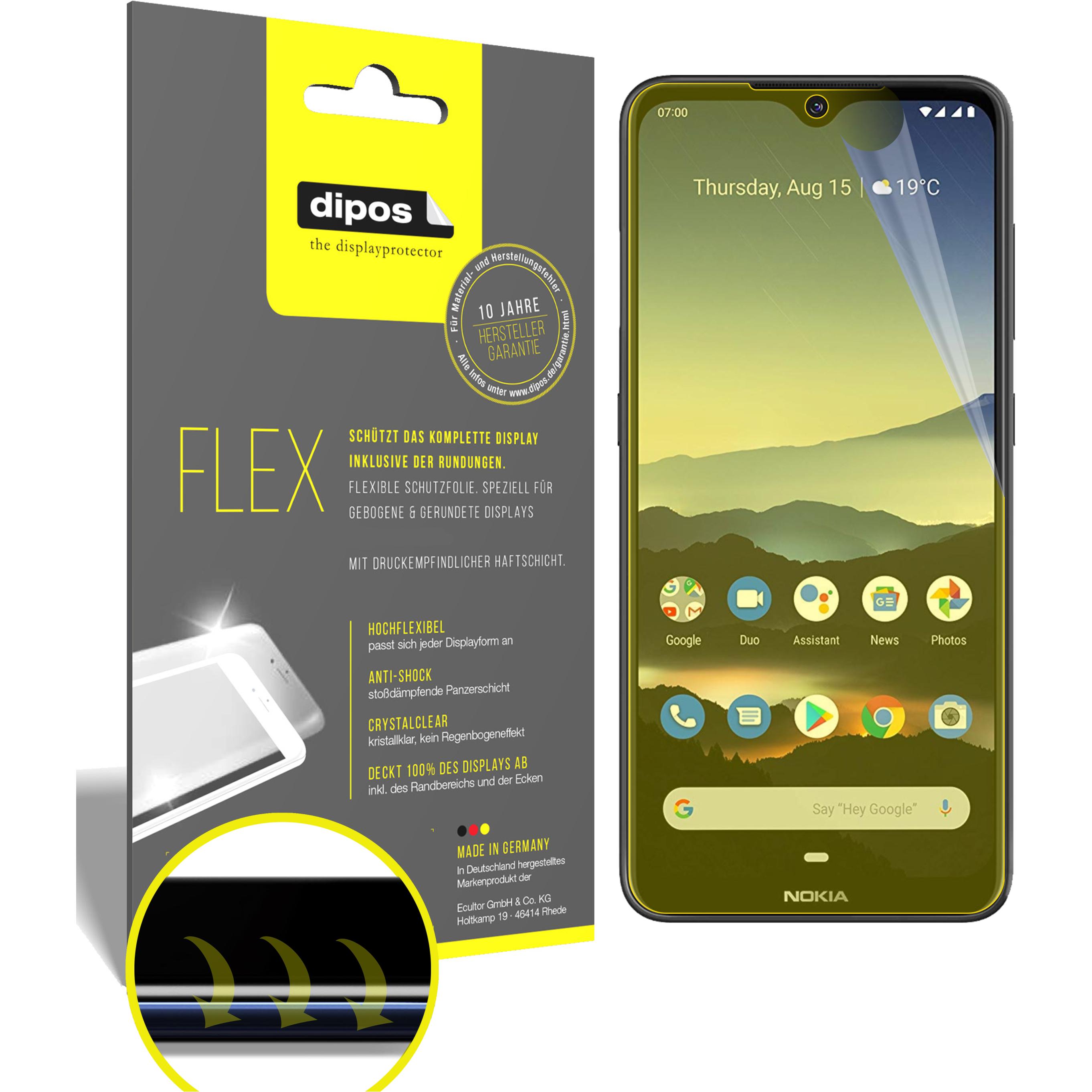 Dipos Displayschutzfolie Full-Cover 3D (3 Stück, Nokia 7.2), Smartphone Schutzfolie, Transparent