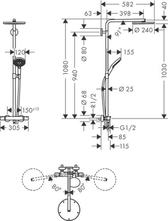 Produktbild hansgrohe HG Showerp RAINDANCE Select S 240 1jet P mit Theromostat Ecostat Comfort chrom