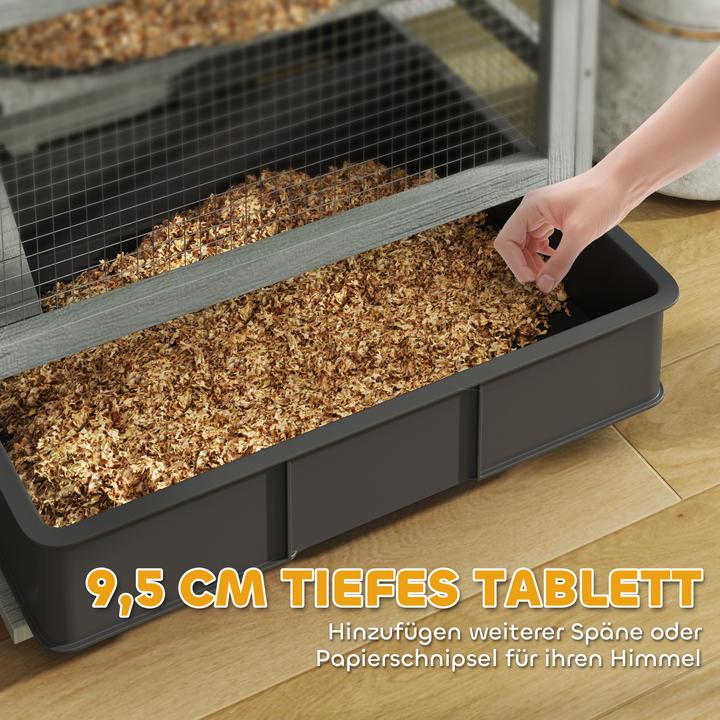 Image du produit PawHut Zwerghamsterkäfig Tannenholz Grau