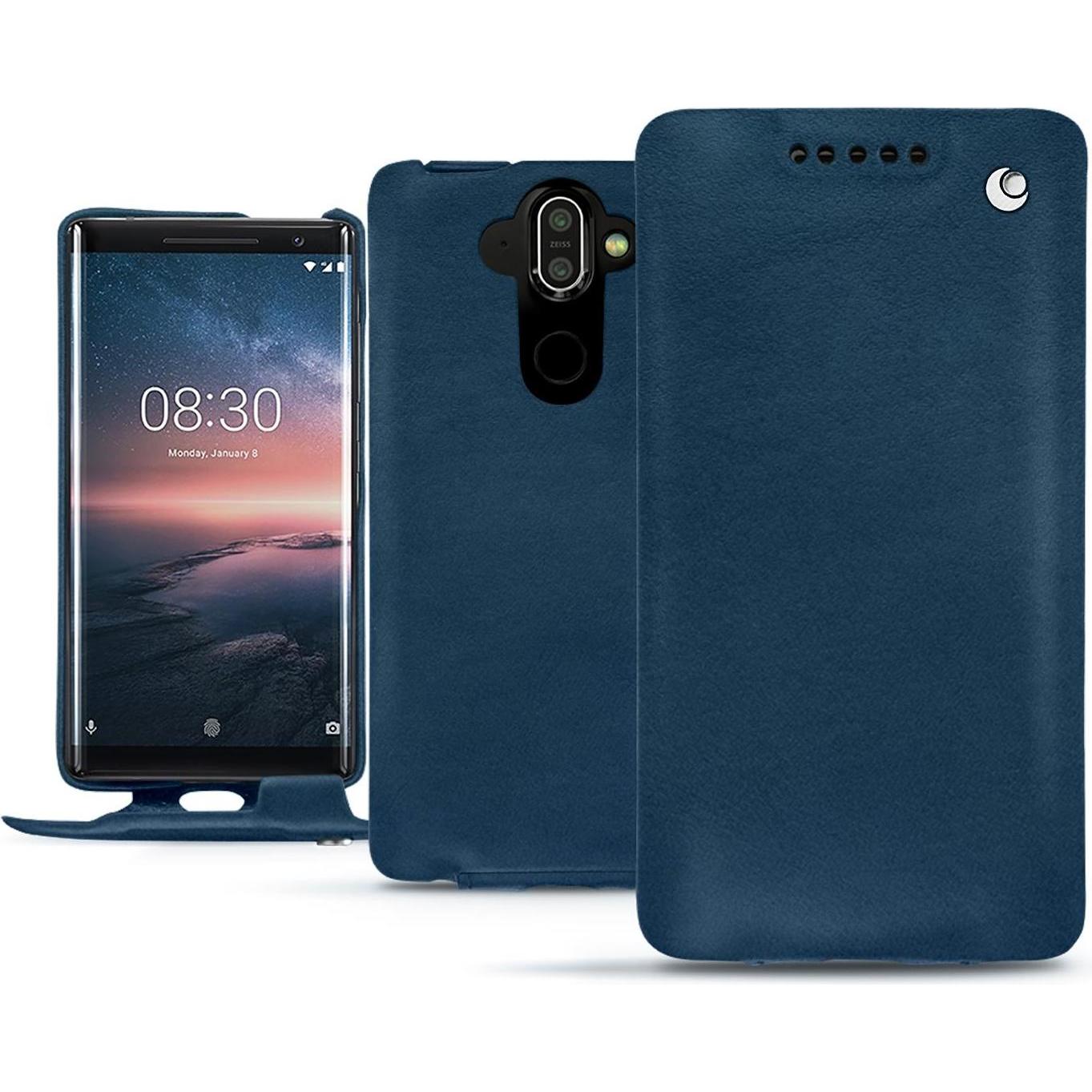 Noreve Lederschutzhülle vertikal (Nokia 8 Sirocco), Smartphone Hülle, Blau