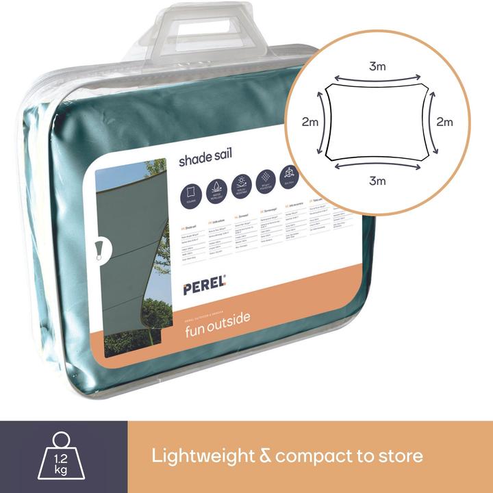 Produktbild Perel SONNENSEGEL - RECHTECKIG - 2 x 3 m - FARBE: GRÜNGRAU (300 x 200 cm)