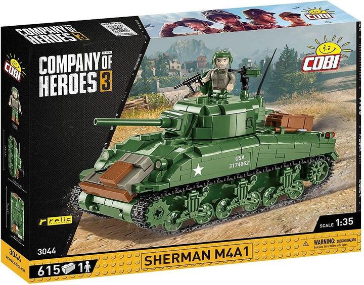 Modello Costruzione Carro Armato Sherman Firefly COBI - 600 Blocchi Scala 1:35 Con Figura