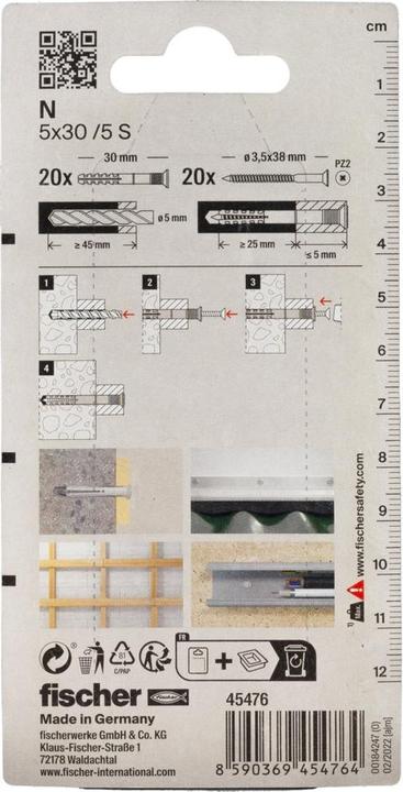 Produktbild Fischer Nageldübel N 5x30/10 S K (20 Stk.)