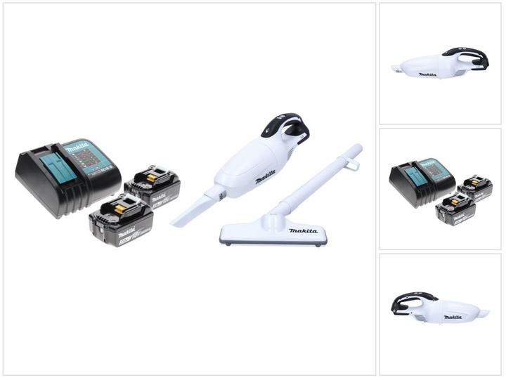 Makita DCL 181 FSF1 W Akku Staubsauger 18 V Weiss + 2x Akku 3,0 Ah + Ladegerät