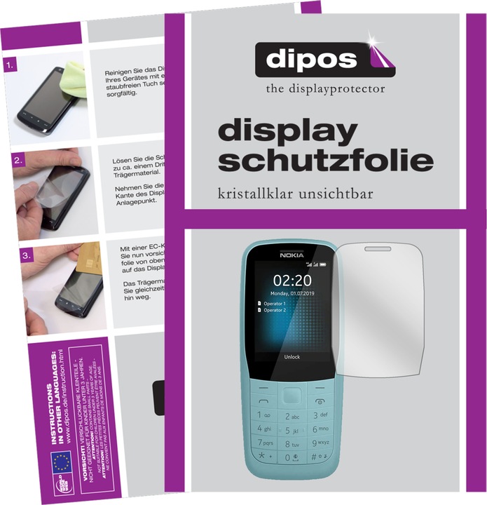 Dipos Displayschutzfolie Crystalclear (2 Stück, Nokia 220 4G)
