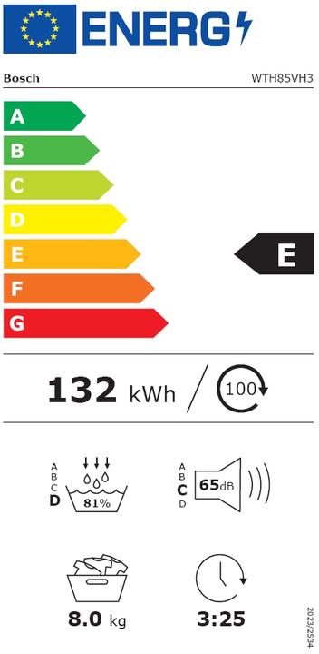 Energy Label Bosch Hausgeräte Series4 Express WTH85VH3 (8 kg, Right)