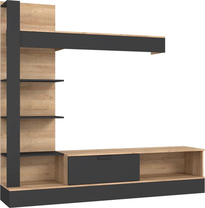 Home123 Regal GELUZA Eiche+Schwarz GLZM02L-M818