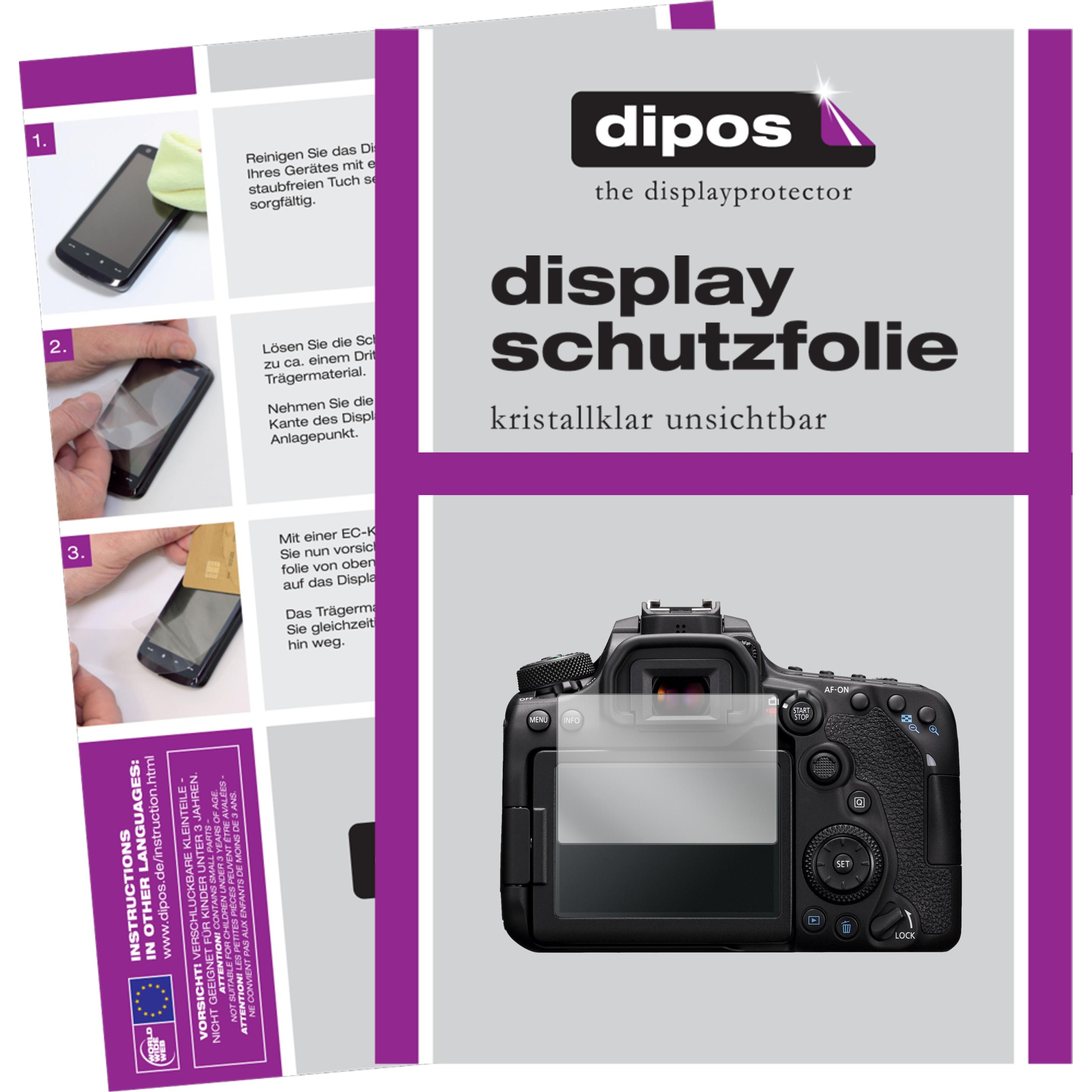 Dipos Displayschutzfolie Crystalclear (Displayschutz, Canon EOS 90D), Kameraschutz, Transparent