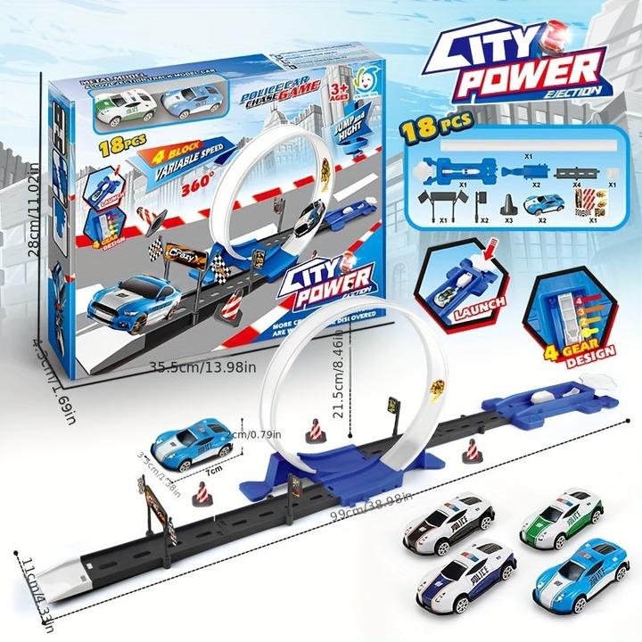 Produktbild Activity Board 360° drehbares Rennbahn-Achterbahn-Set, Kinder-Hochgeschwindigkeits-Autorennen, Auto-Schienen-Sets