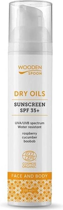 Wooden Spoon Certified Organic Sunscreen Lotion 100ml SPF 35 Dry Oils for Face and Body Mineral Filters Only with (Sonnenlotion, SPF 35, 100 ml)