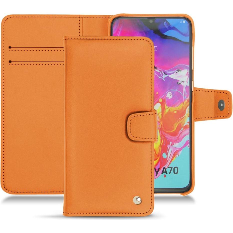 Noreve Lederschutzhülle Wallet (Samsung Galaxy A70), Smartphone Hülle, Orange