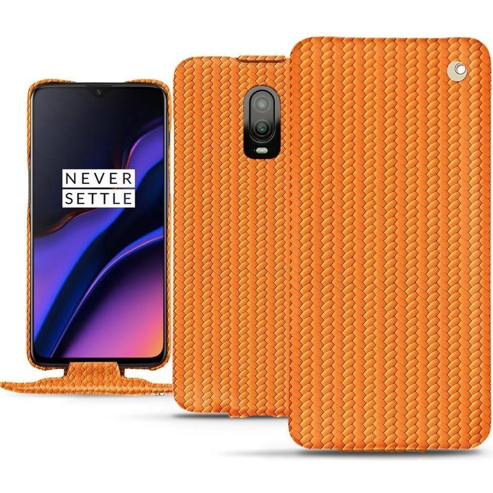 Noreve Lederschutzhülle vertikal (OnePlus 6T), Smartphone Hülle, Orange