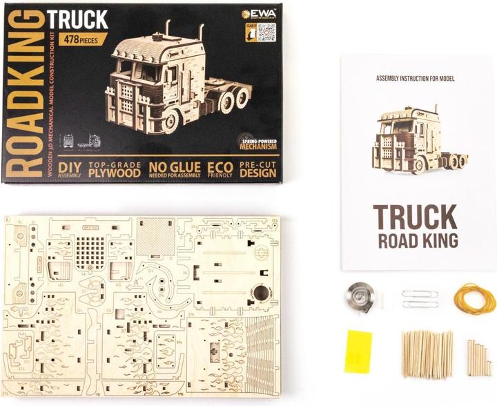 Actual product image Eco Wood Art Road King articulated lorry - 3D wooden construction kit