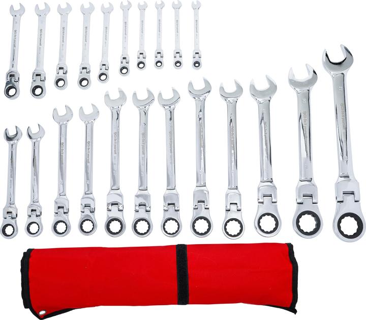 Actual product image BGS Ratchet Combination Wrench Set | flexible Heads | 6 - 32 mm | 22 pcs. (32 mm, 19 mm, 6 mm, 12 mm, 24 mm, 14 mm, 22 mm, 16 mm, 23 mm, 10 mm, 21 mm, 18 mm, 27 mm, 7 mm, 31 mm, 17 mm, 11 mm, 15 mm, 26 mm, 30 mm, 8 mm, 28 mm, 9 mm, 29 mm, 13 mm, 20 mm, 25 mm)