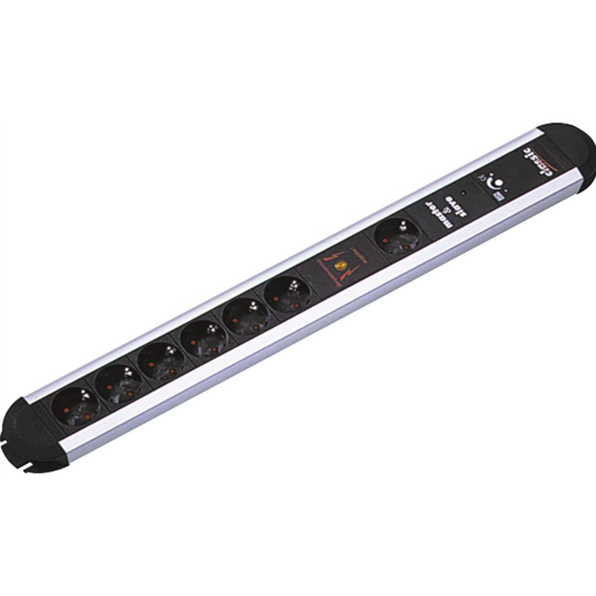 Bachmann, Steckdosenleiste, PRIMO - 1,75 m - 7 AC-Ausgänge - Indoor - Typ F - Aluminium - Schwarz - Überspan (7 x, CEE 7...