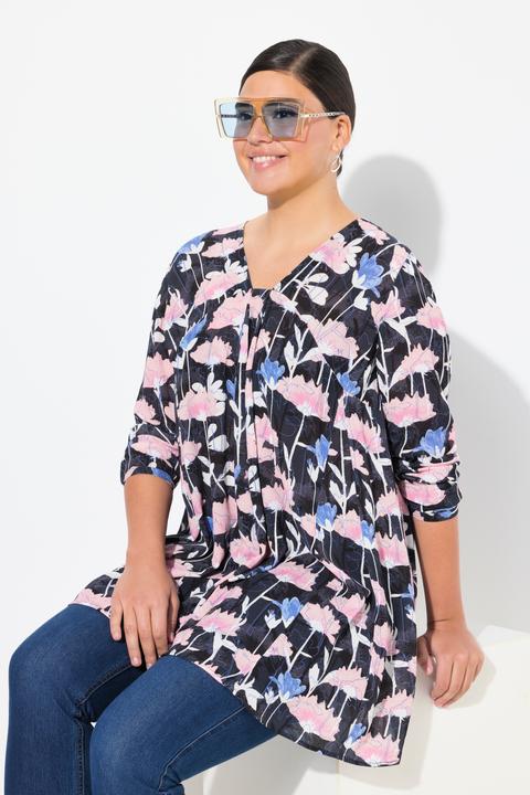 Immagine prodotto Ulla Popken Blusa dal taglio svasato con stampa, scollo rettangolare e maniche lunghe (50, 52)