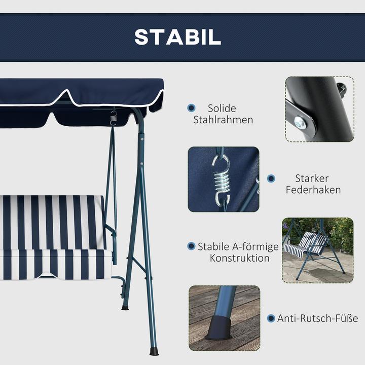 Immagine prodotto Outsunny Hollywoodschaukel Stahl, Polyester Blau