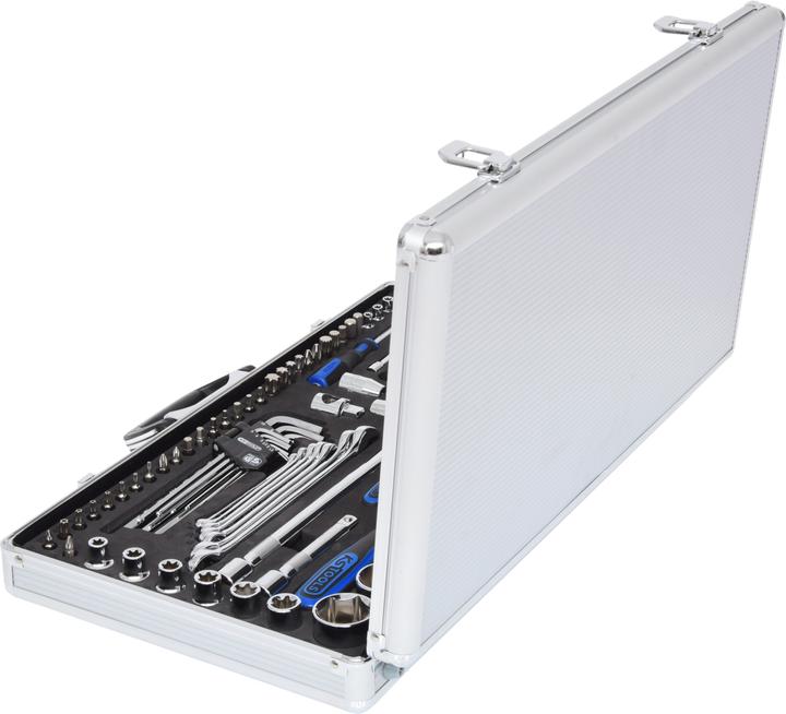 Produktbild KS Tools 1/4" + 1/2" CHROMEplus Steckschlüssel-Satz, 102 Teile, Flank Traction (1/4")