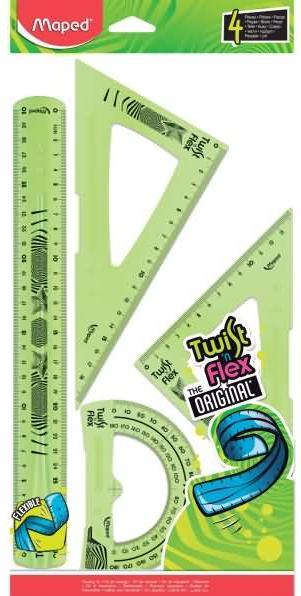 Produktbild Maped Geometrie-Set Twist'n Flex, 4-teilig, farbig sortiert (30 cm)