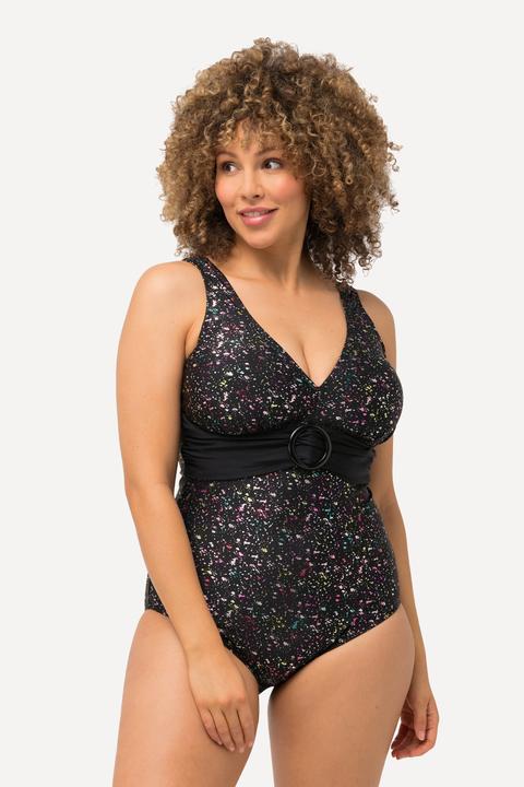Produktbild Ulla Popken Badeanzug, Metallic-Punkte, Softcups, Zierring (54)