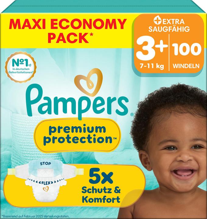Actual product image Pampers Premium Protection Gr.3+ Midi Plus 7-11kg Maxi Windeln Eco Pack 100 Stück (Size 3+, 100 pcs.)