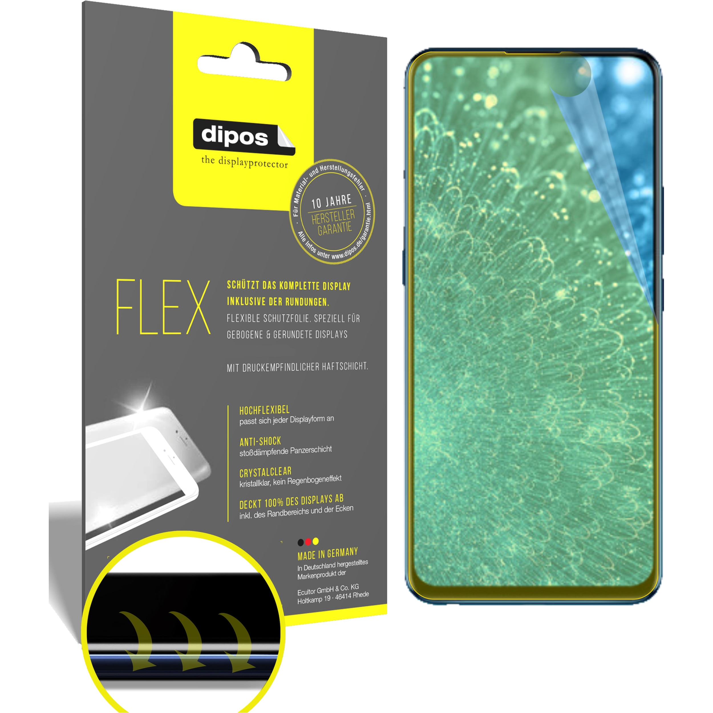 Dipos Displayschutzfolie Full-Cover 3D (3 Stück, Vivo S1), Smartphone Schutzfolie, Transparent