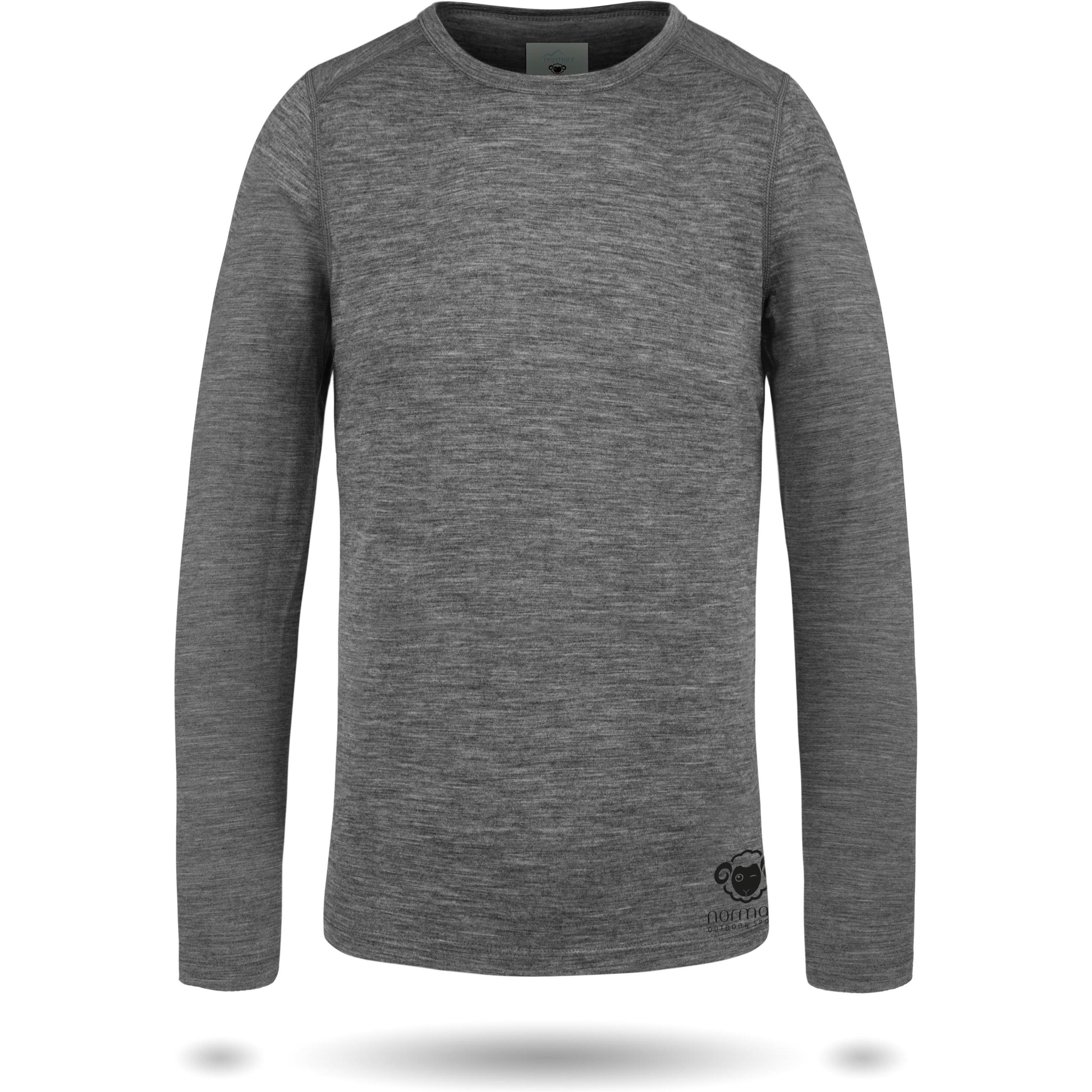 Normani, Herren, Funktionsshirt, Kinder Merino Langarm Broome - 9303 (122, 128, 125 B), Grau, 122, 125 B, 128