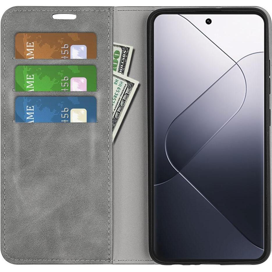 Thumbnail - Cover-Discount Xiaomi 14 Pro - Stand Flip Case Hülle grau (Xiaomi 14 Pro), Smartphone Hülle, Grau