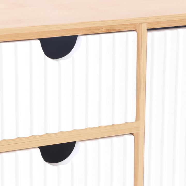 Productafbeelding Relaxdays - Schubladenbox Bambus geriffelt, Hellbraun/ Weiss, 15 x 25 x 20 cm