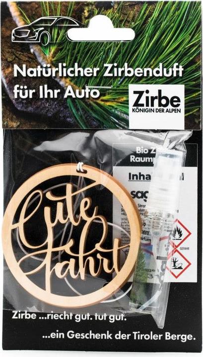 ZNatur Zirben Holz Arvenholz Autoduft Aufhänger Anhänger Geschenk Deko mit Gravur Gute Fahrt No.114