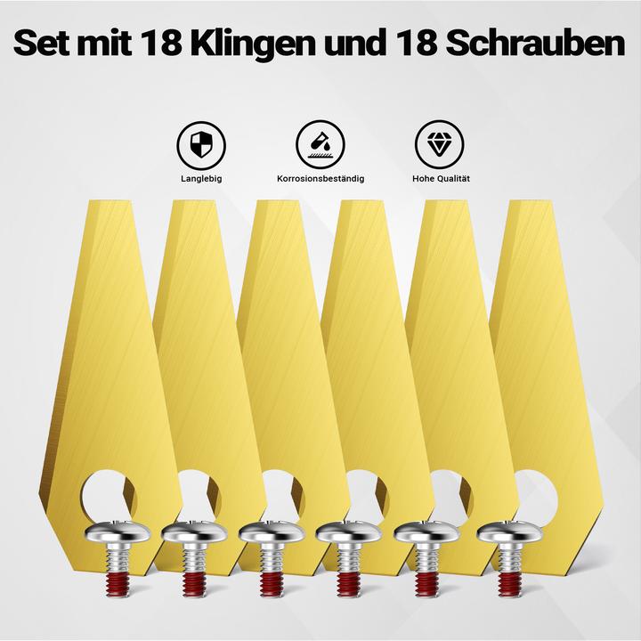 Immagine prodotto Wiltec Rasenroboter Messer Set Titan 49x19mm 18 Stück Mähroboter Rasenmäher (Robot falciante)