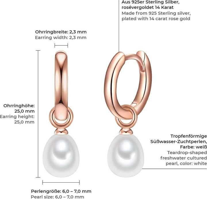 Image du produit Valero Pearls Femme argent sterling perle d'eau douce de culture or rose - 11320 (Argent Sterling)