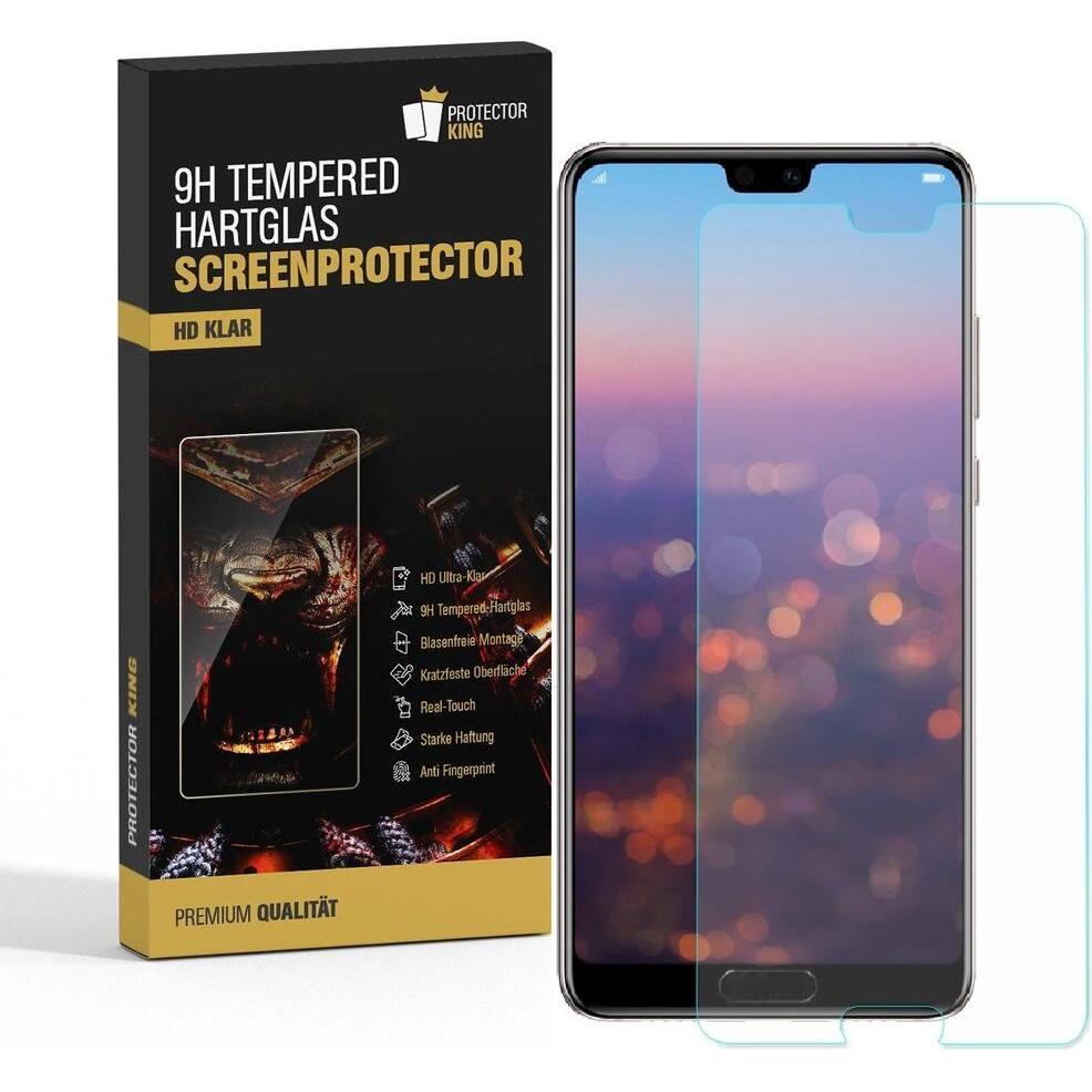 Protectorking 1x 3D A++ echtes Tempered 9H Panzerhartglas KLAR (1 Stück, Huawei P20), Smartphone Schutzfolie