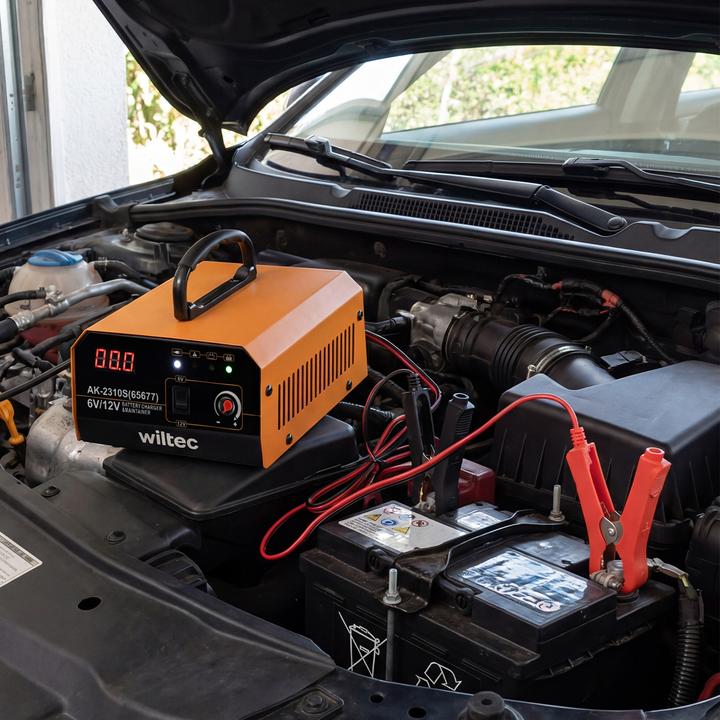 Actual product image Wiltec Ladegerät 6-12V Batterieladegerät 10-150Ah Autobatterie Kfz LCD-Display (10 A, 12V, 6V)