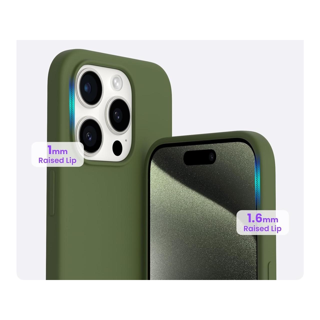 Thumbnail - Screenguard Apple iPhone 15 Pro Liquid Silicone Case Hülle (Apple iPhone 15 Pro), Smartphone Hülle, Grün