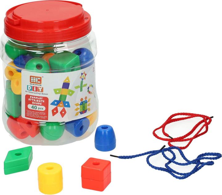 Grosse Fädelperlen in Box, 40 Stück.