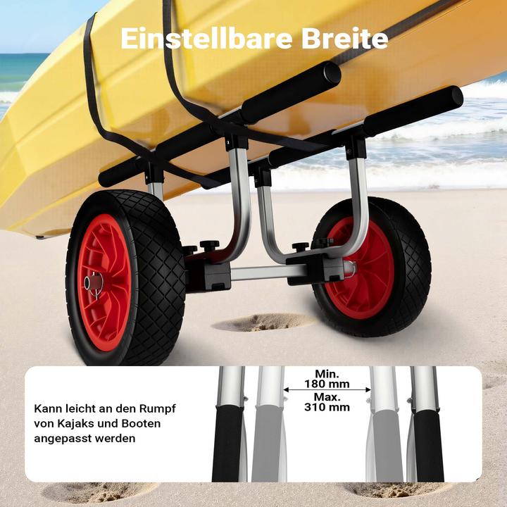 Produktbild Wiltec Alu Transportwagen 90kg grosses PU-Rad Ø31cm Kajakwagen Kanu Kanuwagen Kajak