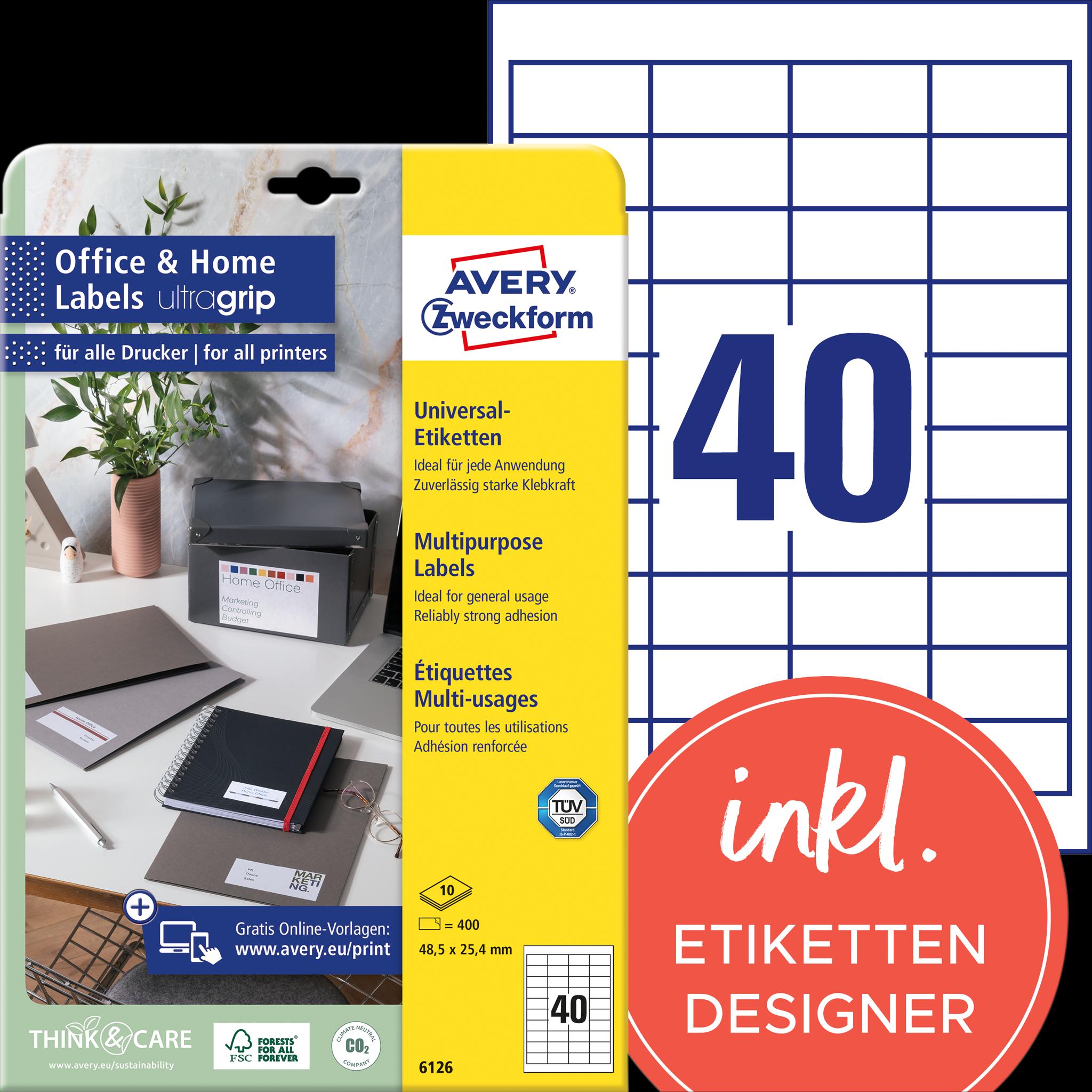 Avery, Etiketten, Etiketten, Home Office, Kleinpackung