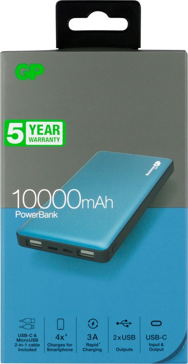 Image du produit GP Batteries Powerbank MP10MA 3A 10000mAh 3xUSB TypeC 130MP10MAMIDTEL (10000 mAh, 37 Wh)