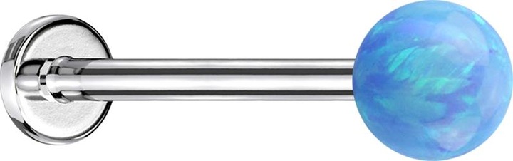 Produktbild Star Piercing Micro Labret silber mit Kugel Opal hellblau (ohne Messing, Chirurgenstahl 316L)