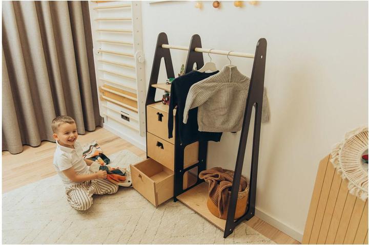 Image du produit Duck Woodworks Porte-manteau pour enfants avec tiroirs